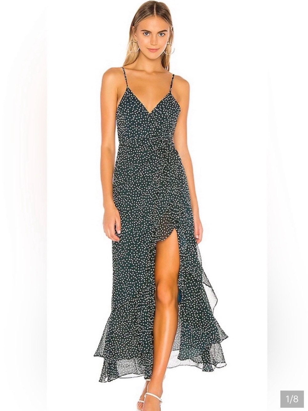 Lovers + Friends Emerald Green Polka Dot Dress